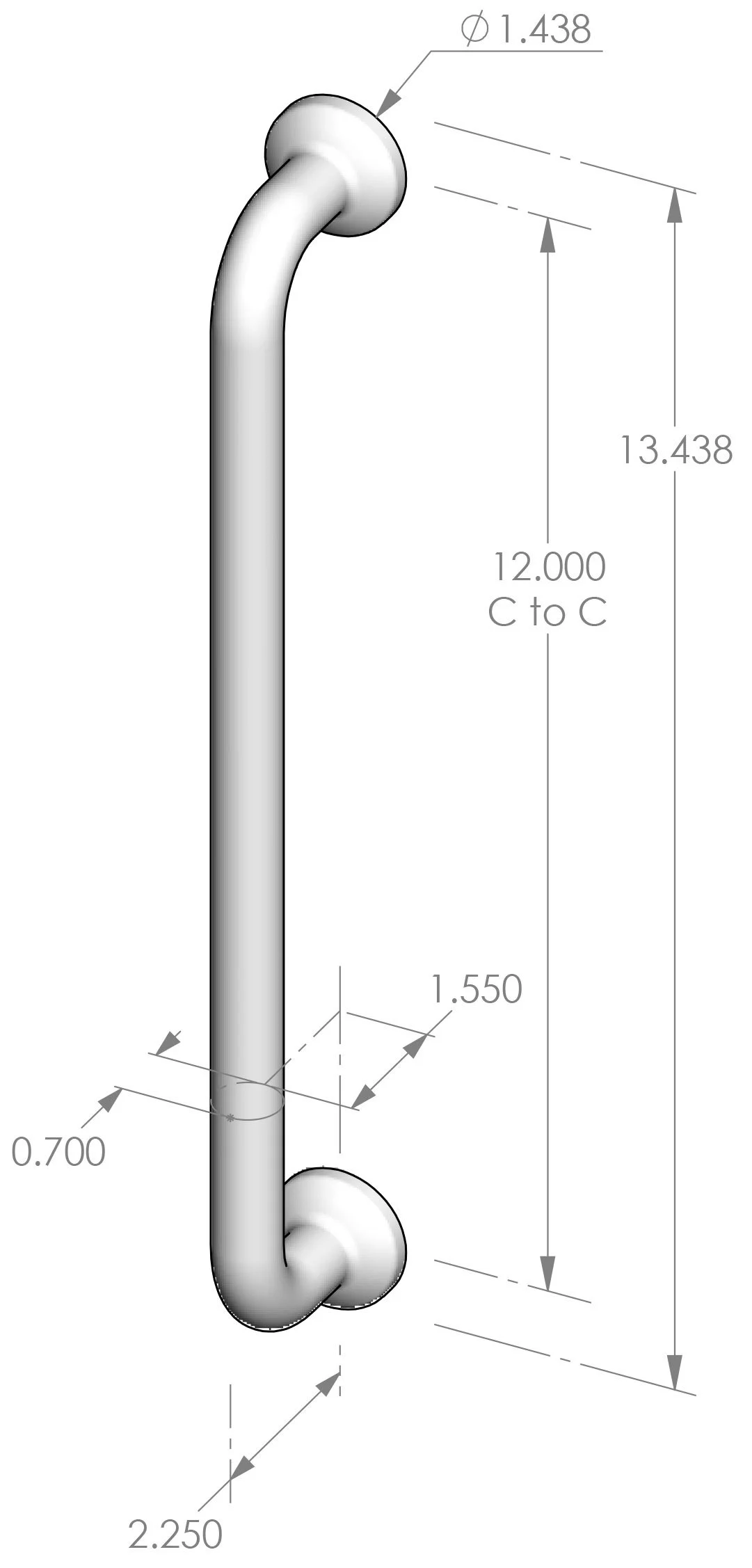 AP-570-12 Round Foot Appliance Pull Specifications