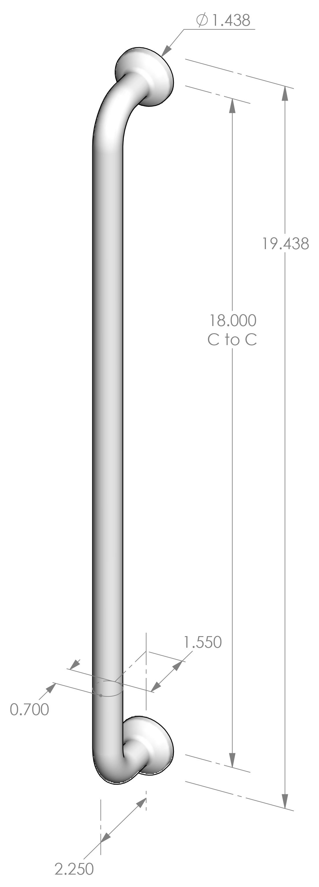 AP-570-18 Round Foot Appliance Pull Specifications