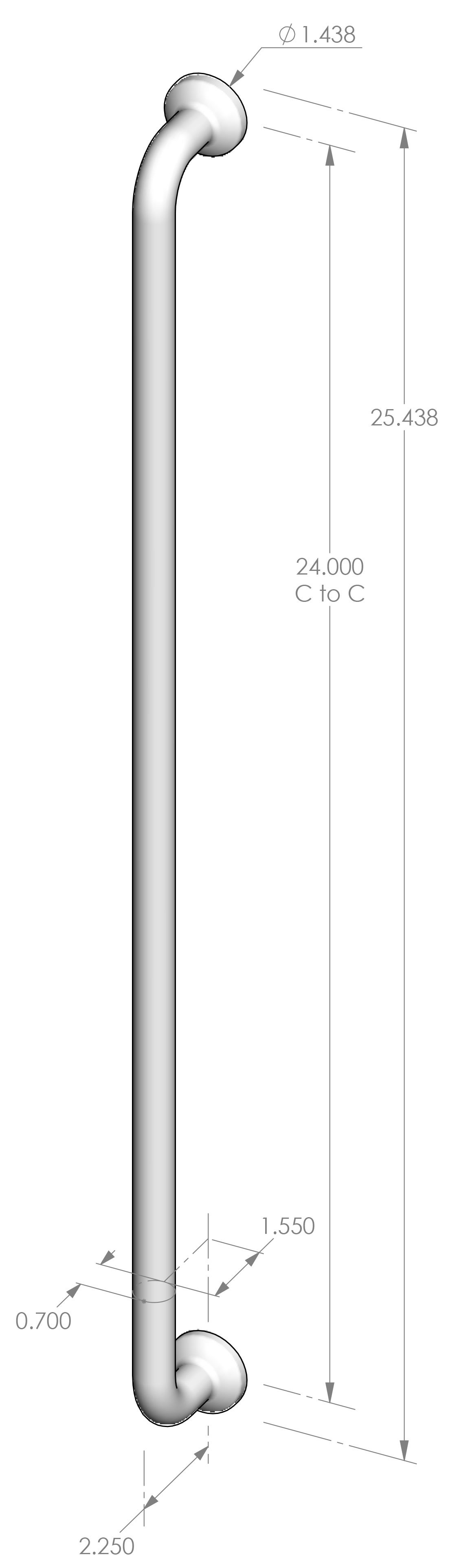 AP-570-24 Round Foot Appliance Pull Specifications