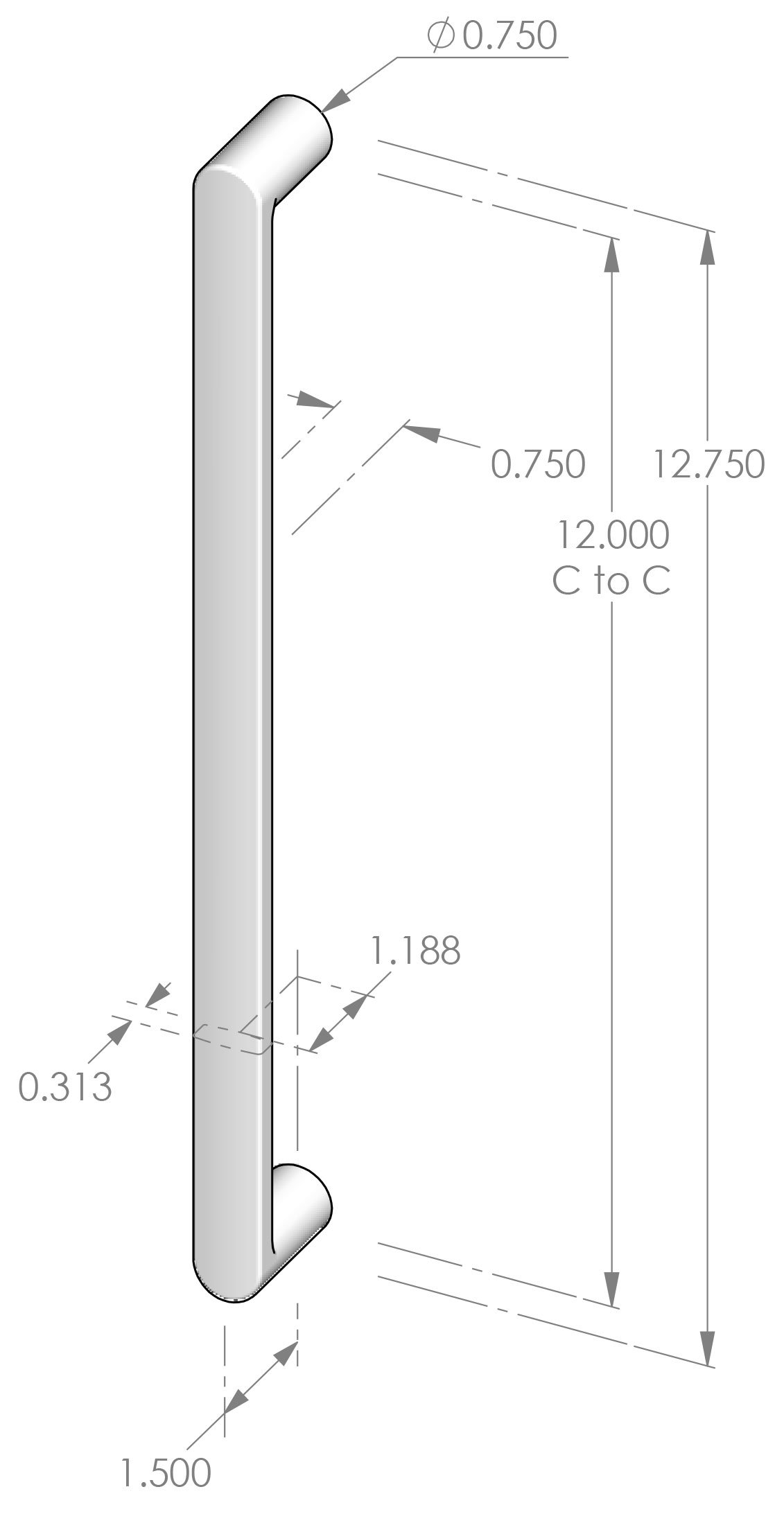 AP-909-12 Contemporary Appliance Pull Specifications