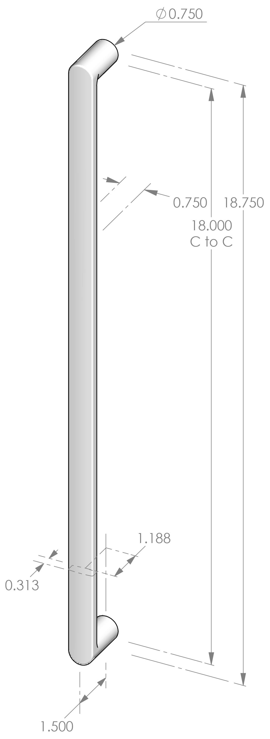 AP-909-18 Contemporary Appliance Pull Specifications