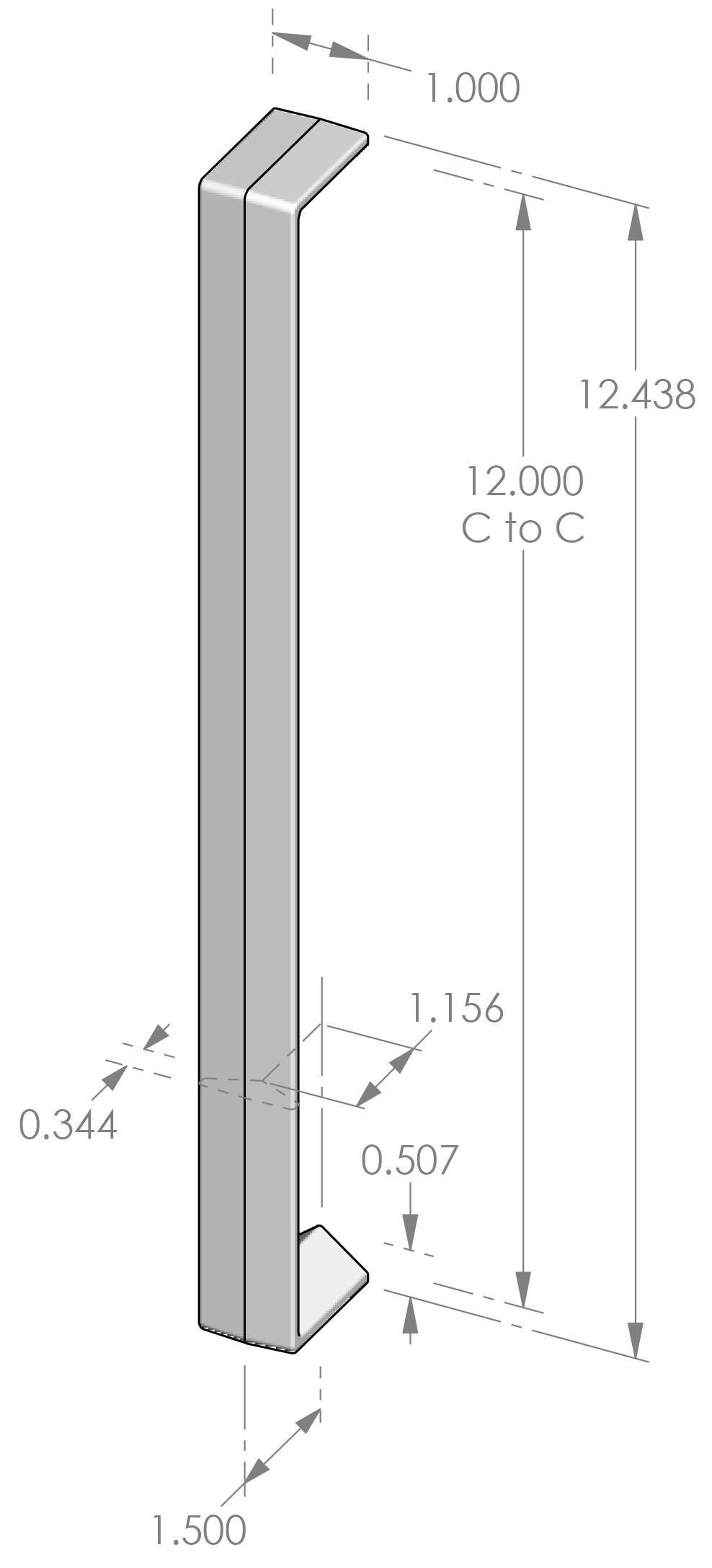 AP-9504-12 Contemporary Ergonomic Appliance Pull Specifications