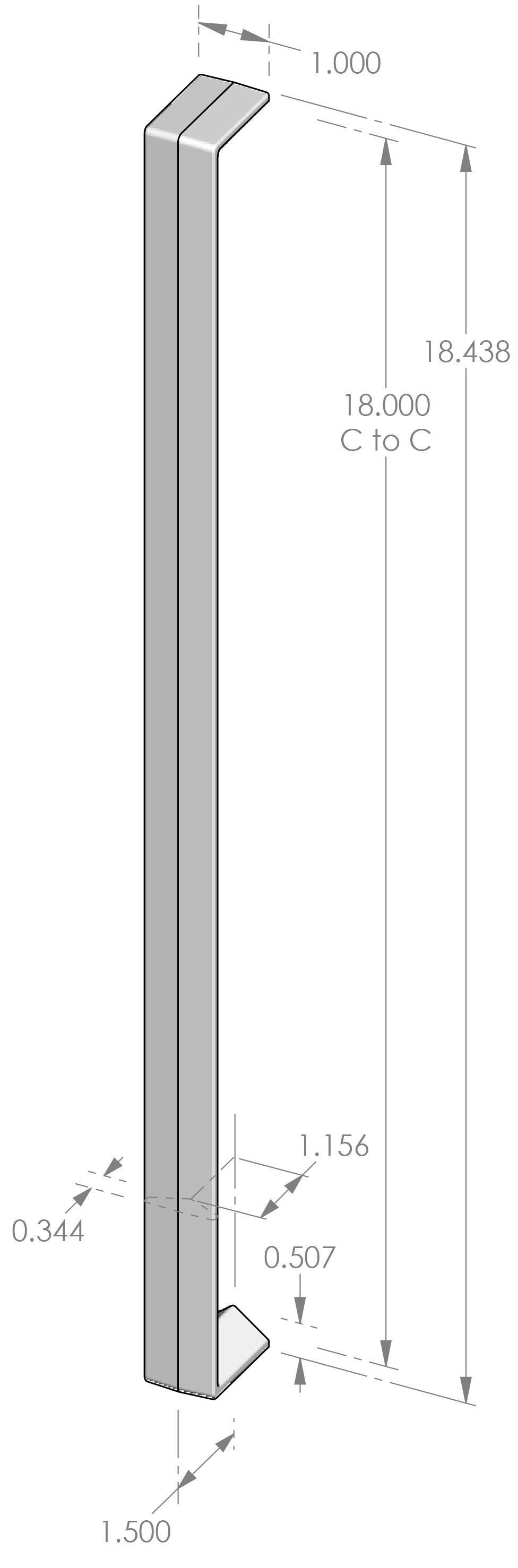 AP-9504-18 Contemporary Ergonomic Appliance Pull Specifications