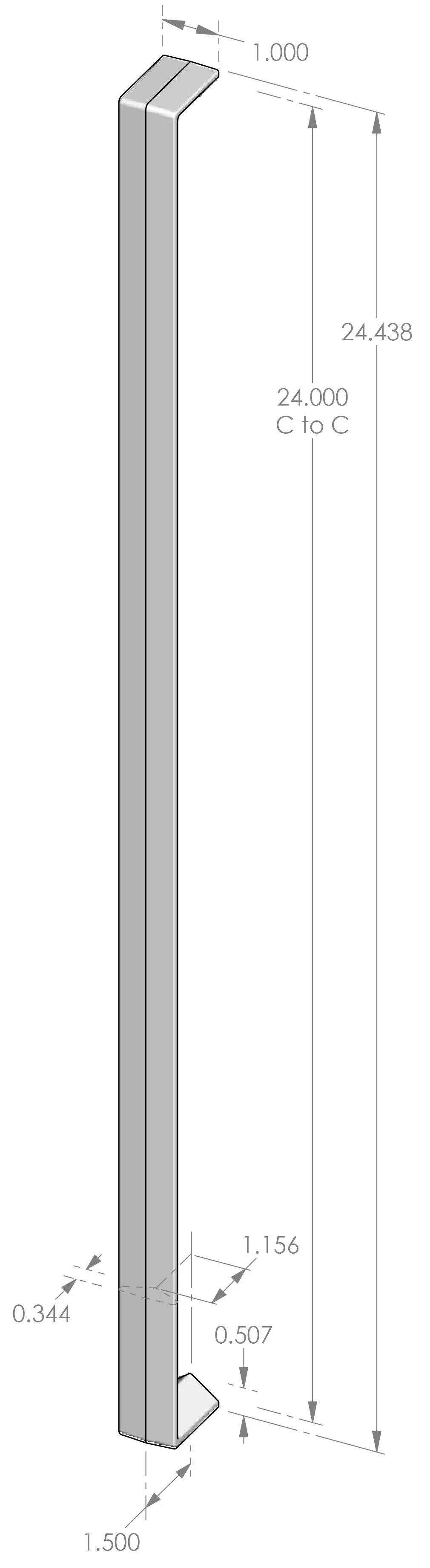 AP-9504-24 Contemporary Ergonomic Appliance Pull Specifications
