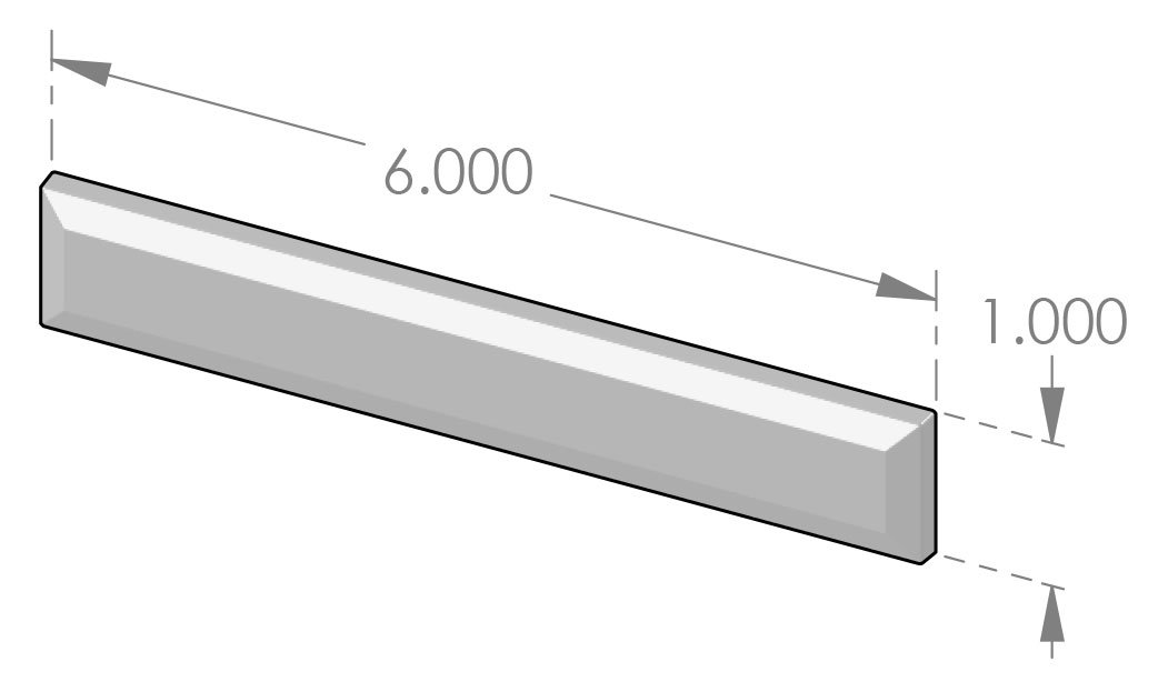 BT-1x6 Bevel Edge Rectangular Tile Specifications