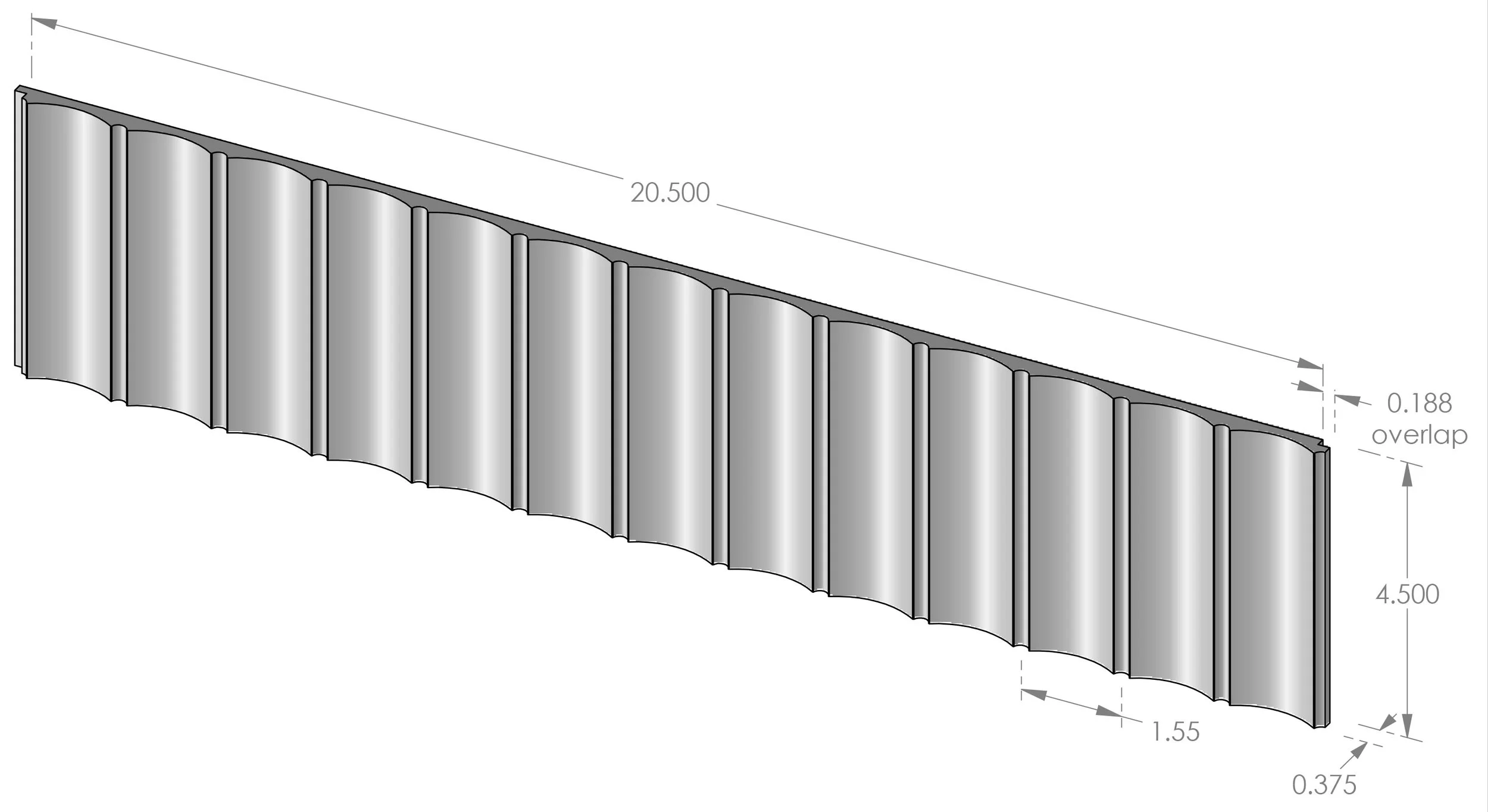 BT-1450BS Corrugated Backsplash Specifications