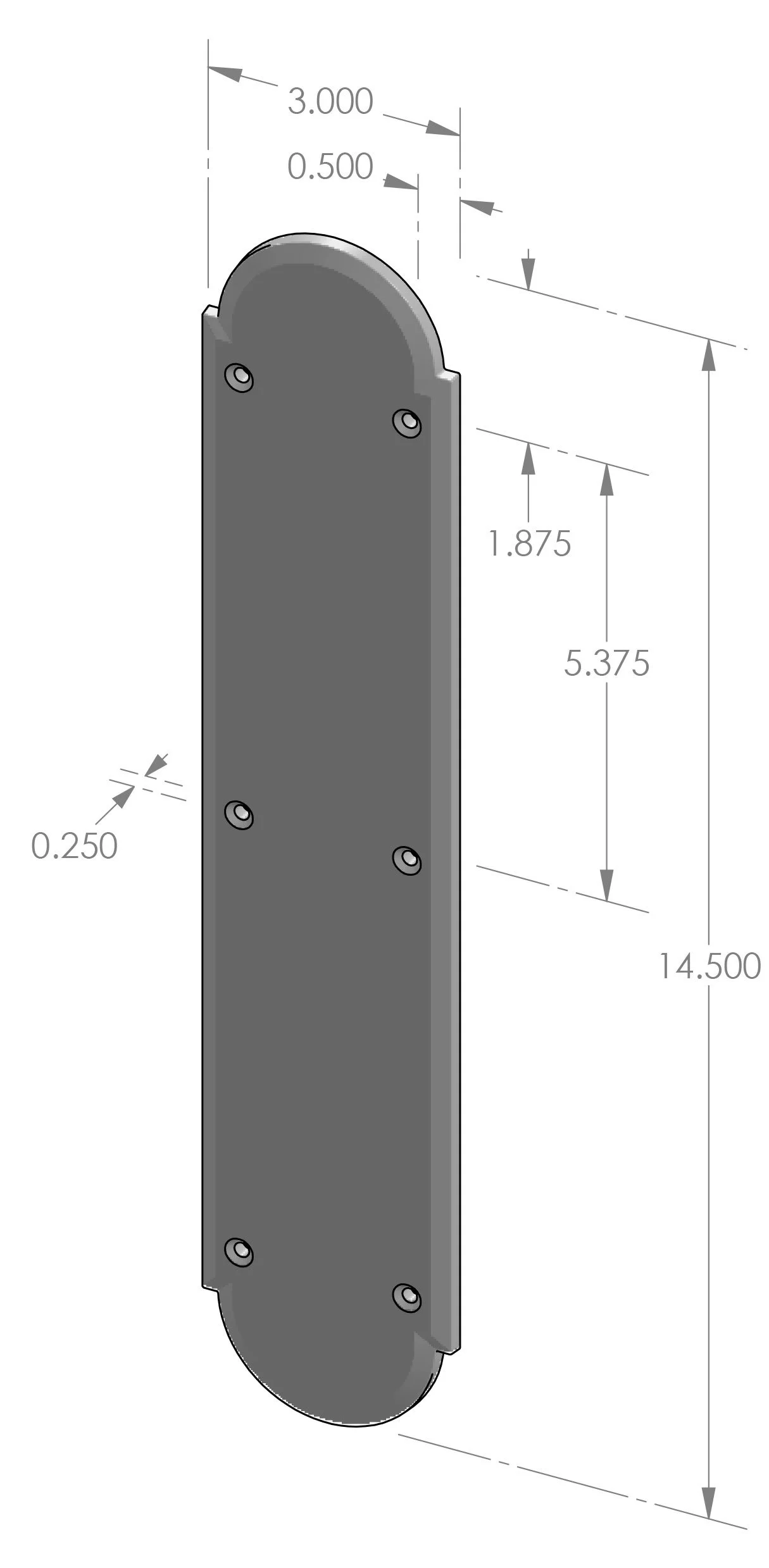 PP-A601 Arch Push Plate Specifications