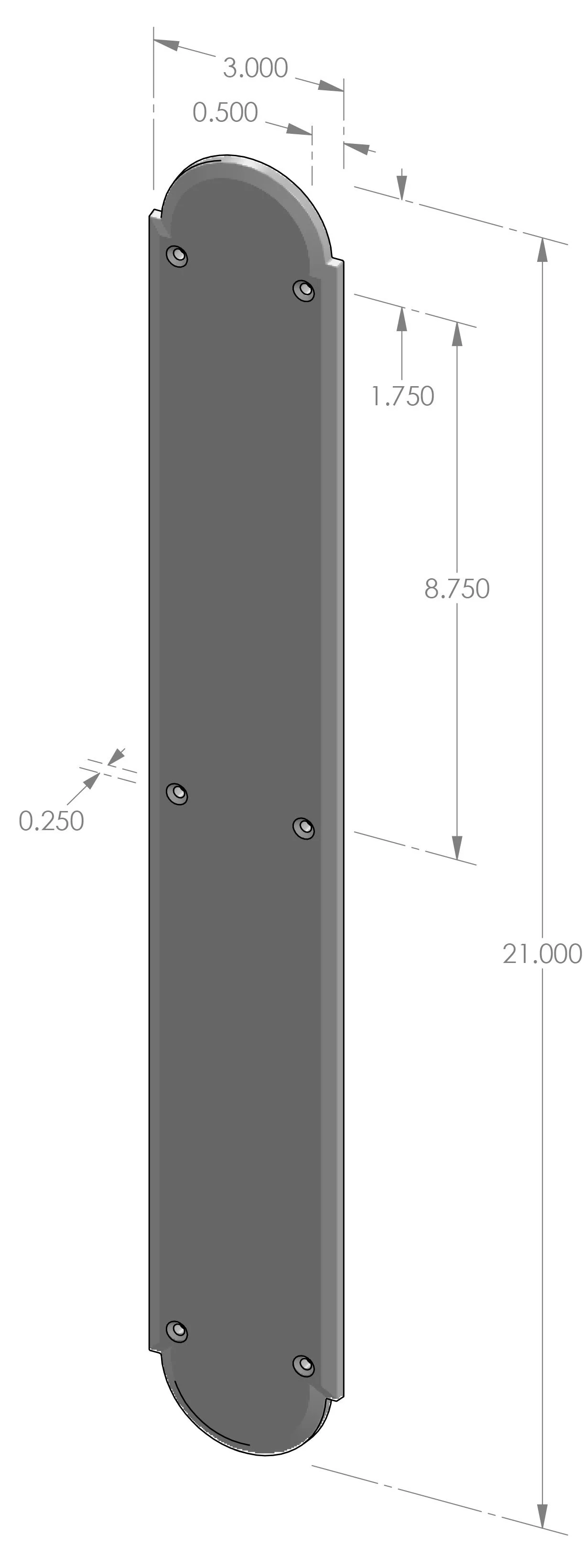 PP-A801 Arch Push Plate Specifications