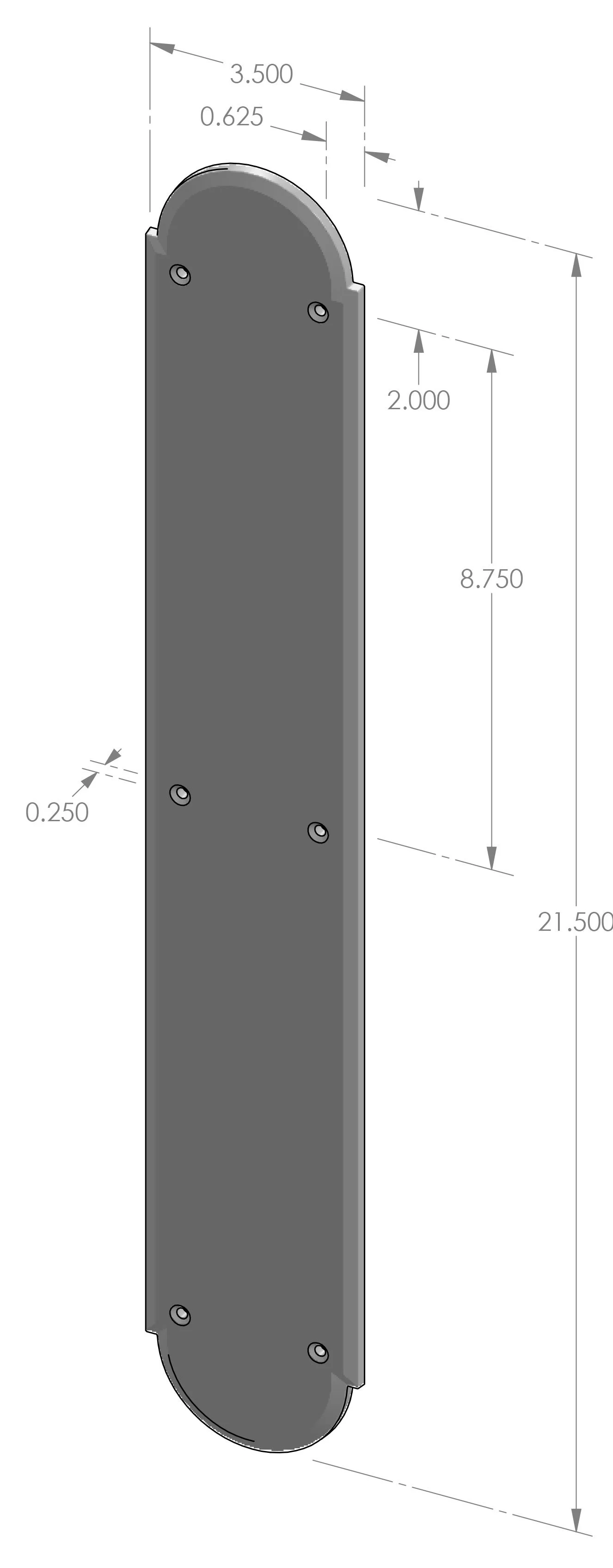PP-A802 Arch Push Plate Specifications