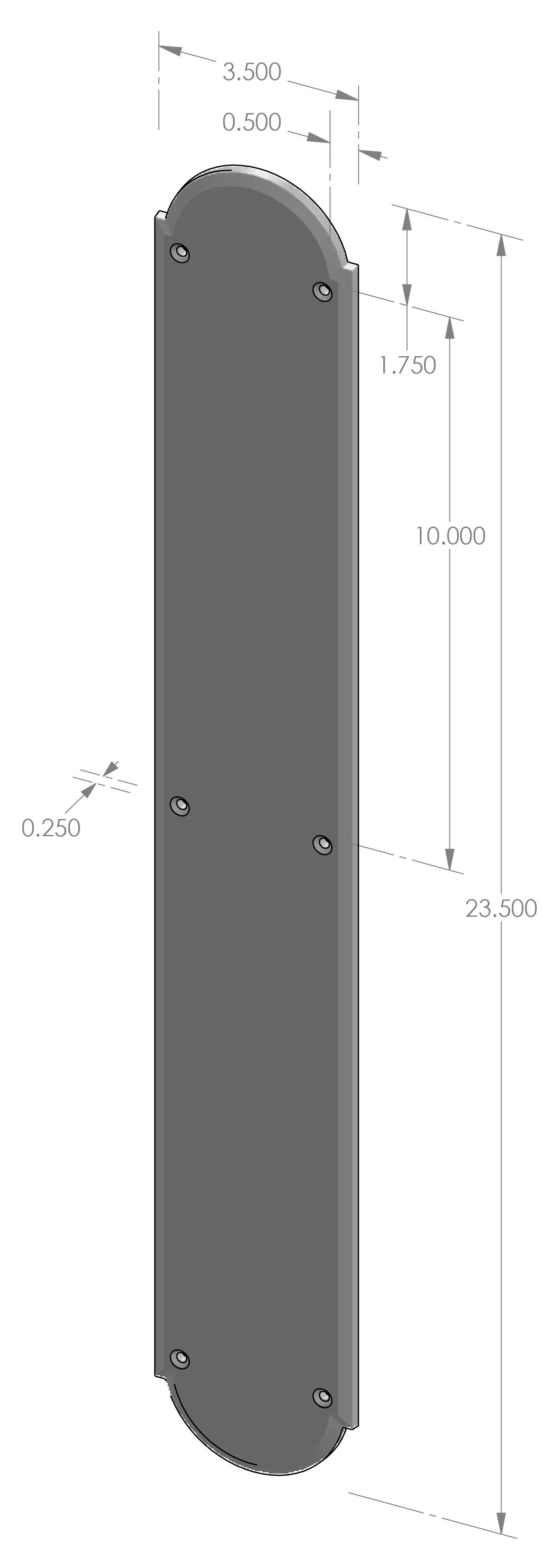 PP-A852 Arch Push Plate Specifications