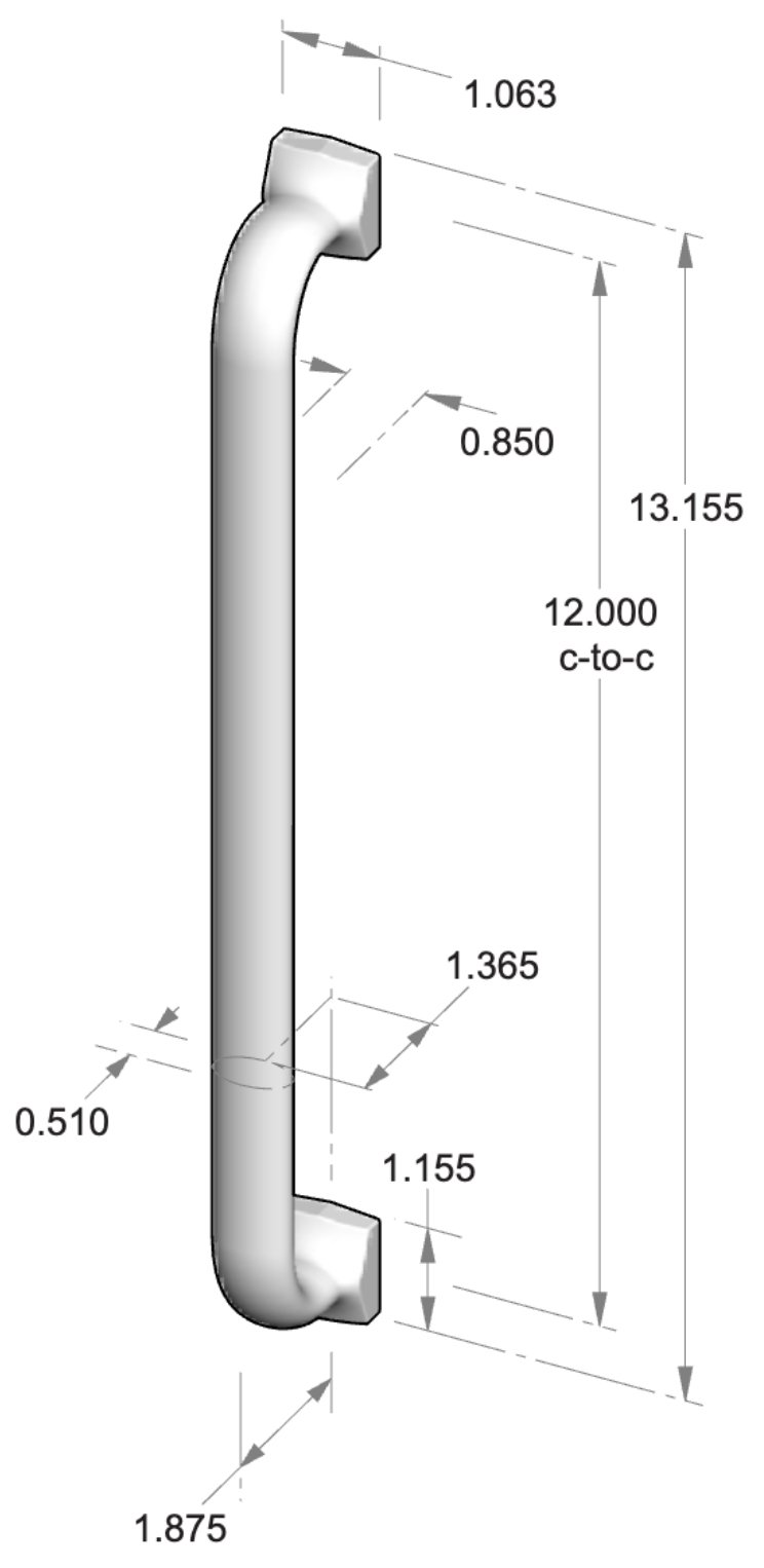 AP-514-12 Square Foot Appliance Pull Specifications