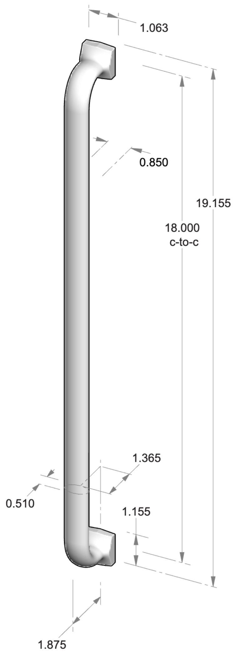 AP-514-18 Square Foot Appliance Pull Specifications