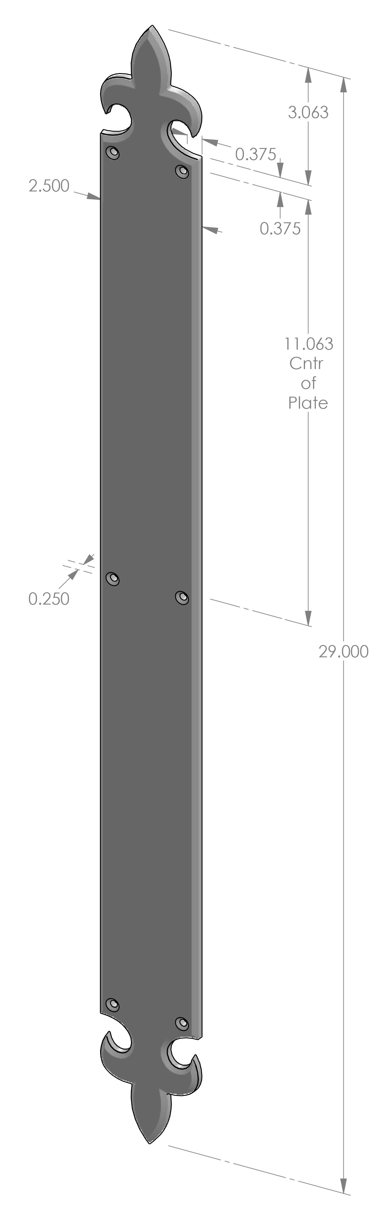 PP-1224 Fleur de Lis Push Plate Specifications