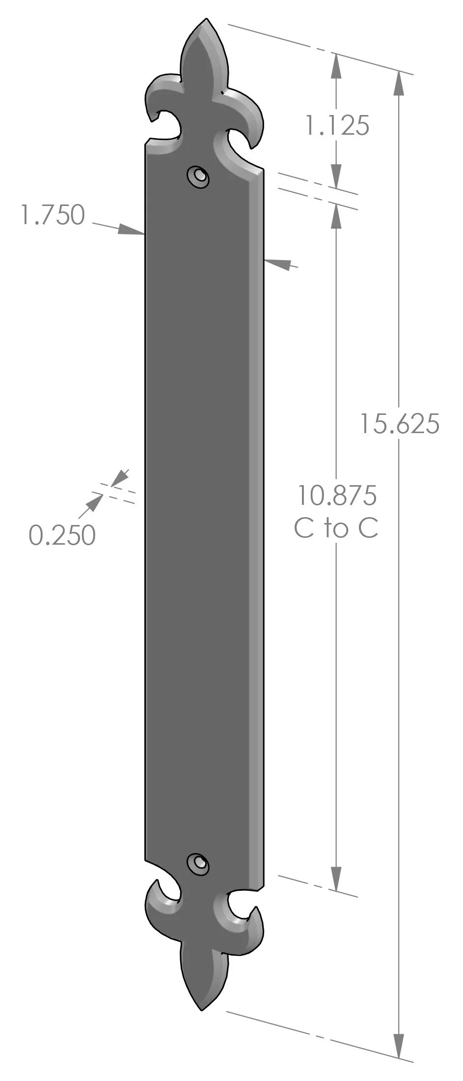 PP-1240 Fleur de Lis Push Plate Specifications