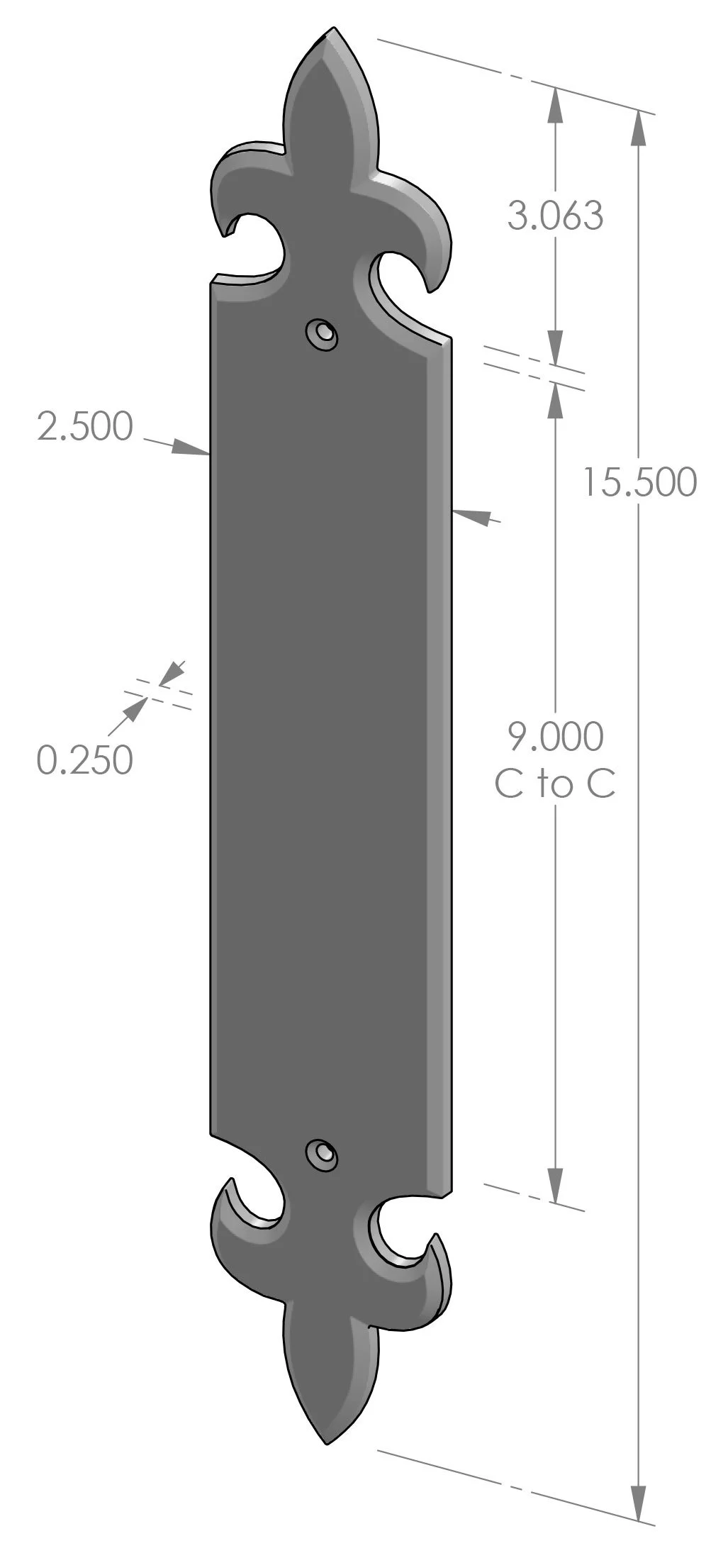 PP-1245 Fleur de Lis Push Plate Specifications
