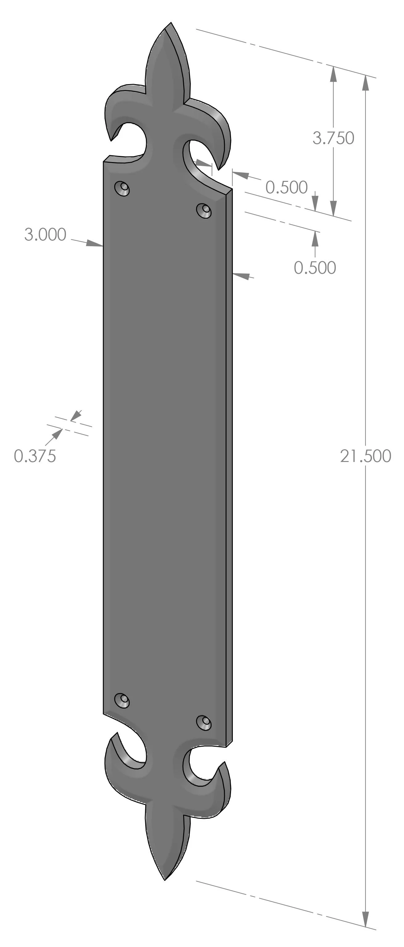 PP-1250 Fleur de Lis Push Plate Specifications