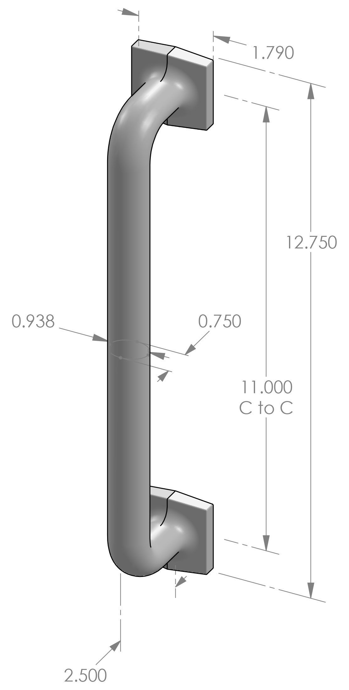 GH-500SQ Square Foot Grip Handle Specifications