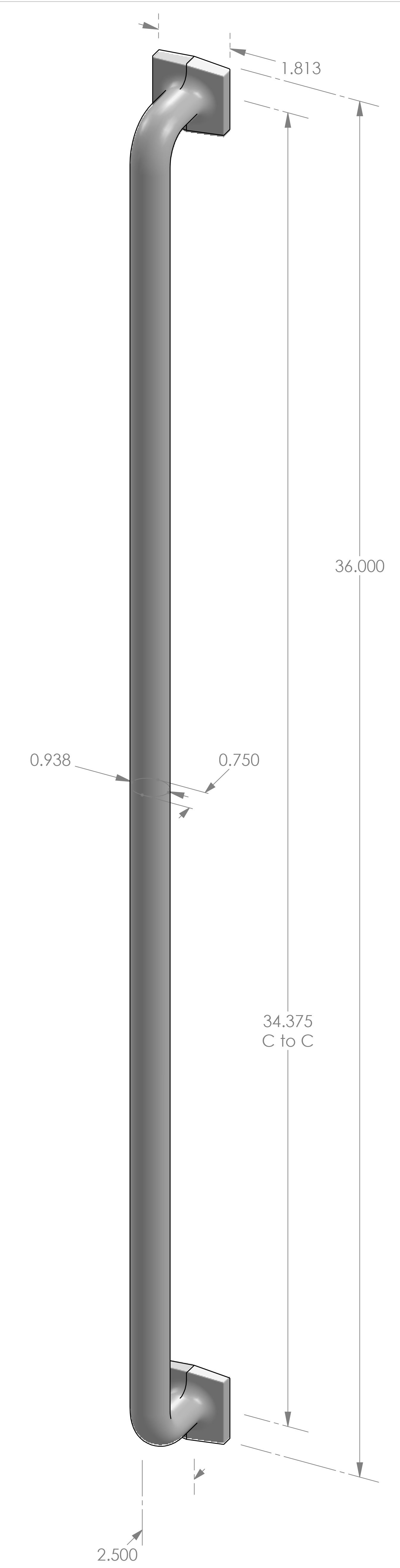 GH-525SQ-36 Square Foot Grip Handle Specifications