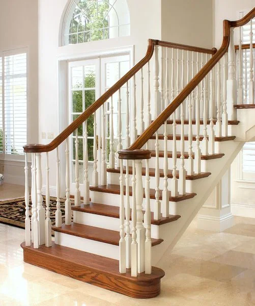 Volute Step w/ Turned Newels