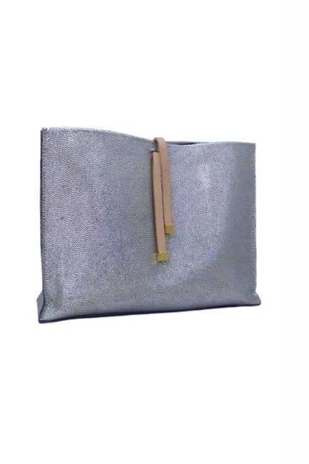 Leather Clutch Silver