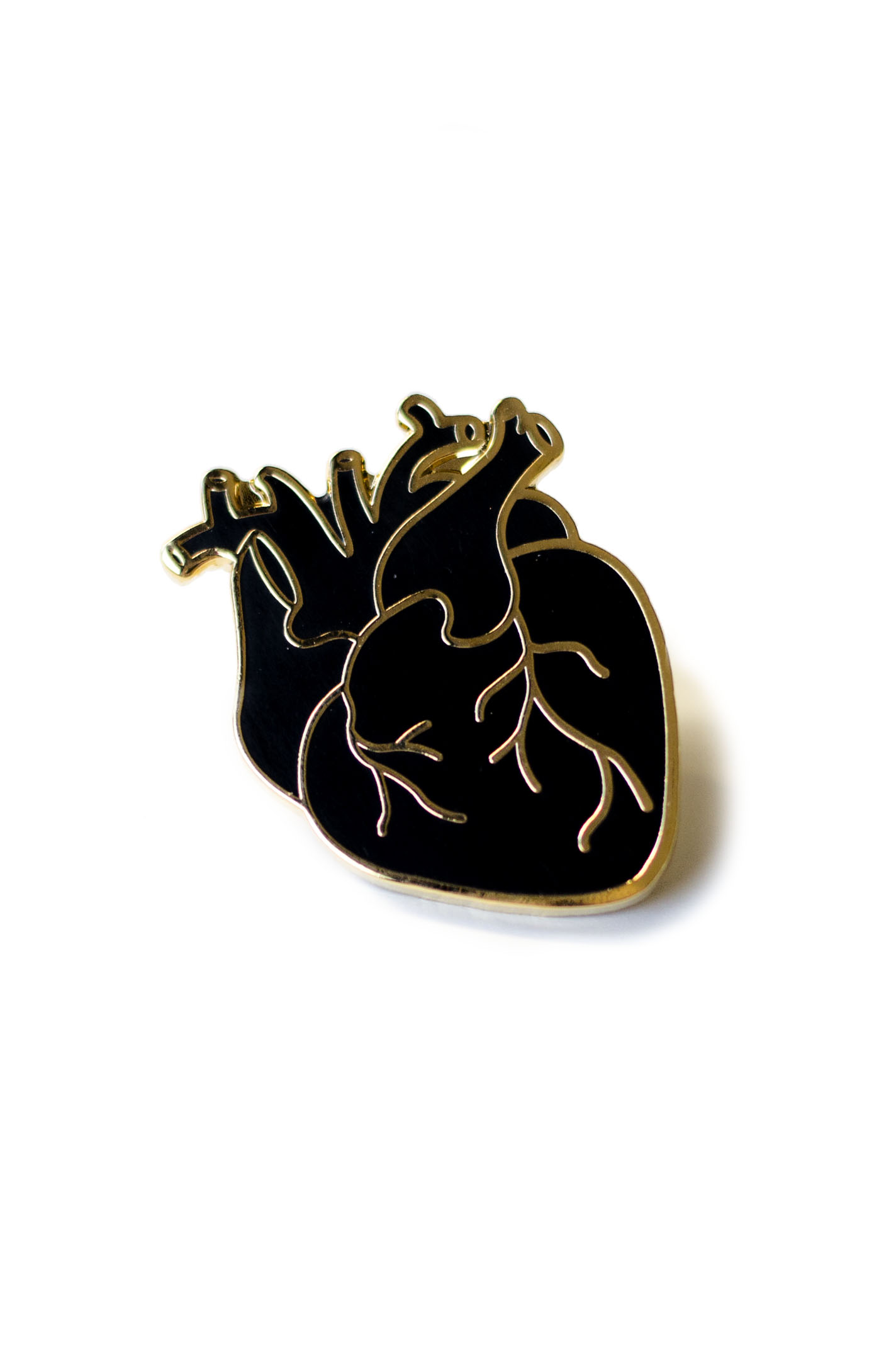 Rose Pink Moon Cœur Noir Enamel Pin