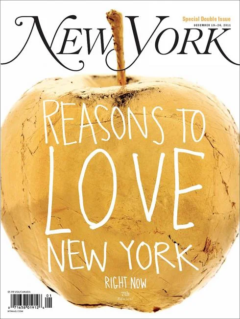 new york magazine / reasons to love new york / gold leafed apple and hand lettering by nadia lachance