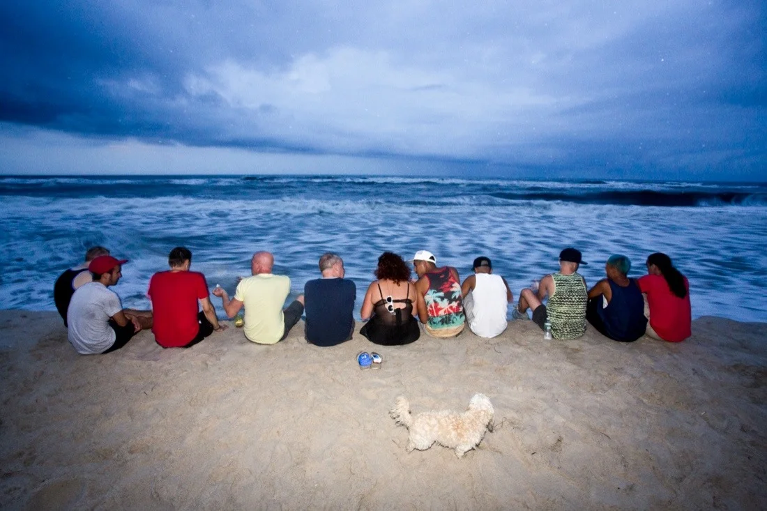 fire island pines august 10 -12 2012 59; sunrise group shot from behind.jpg