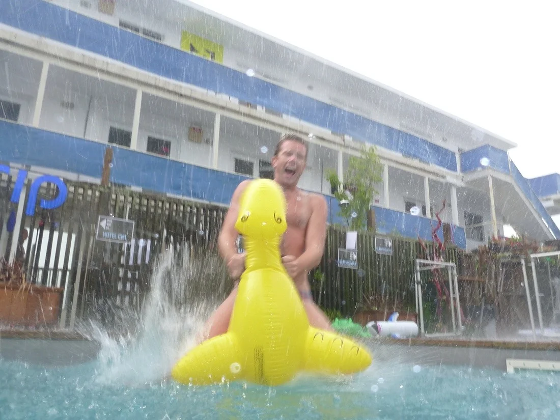 fire island pines first independence day weekend 2012 110; storm rain pool jump hunter.jpg
