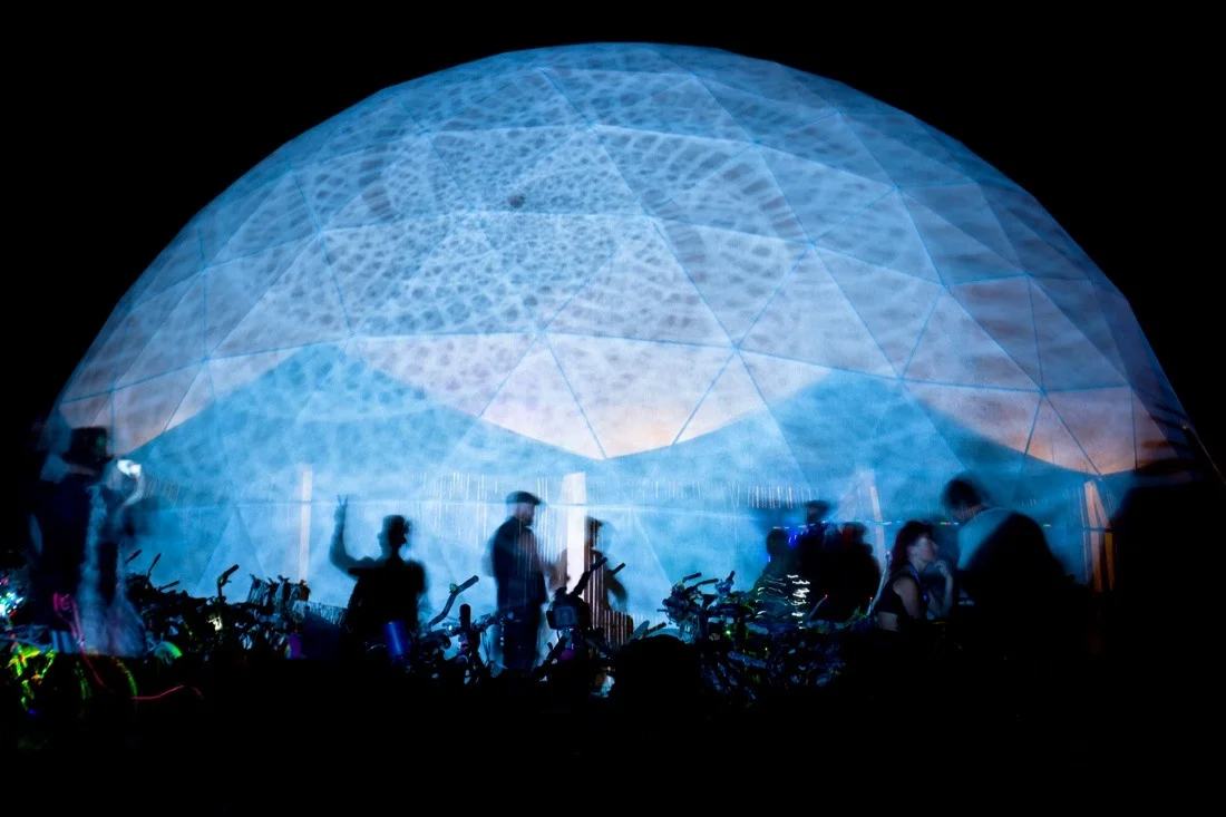 burning man 2013 311; long exposure night - geodesic dome projection blue.jpg