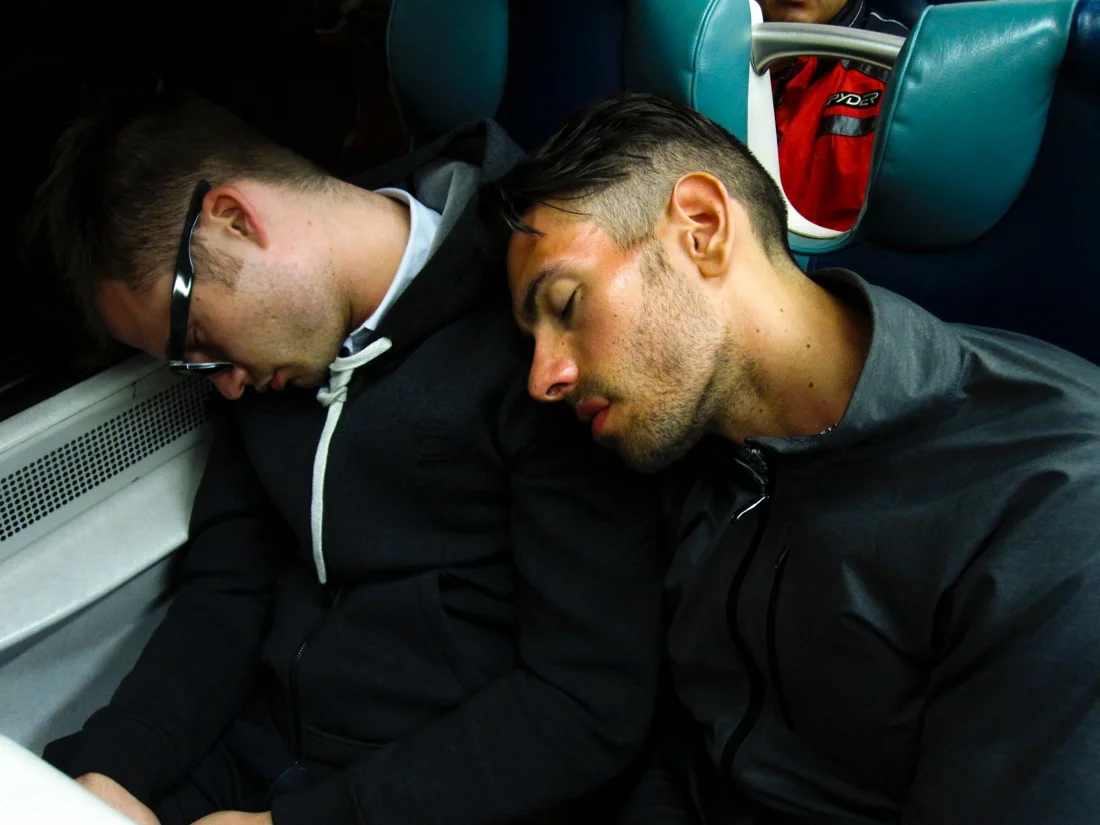 fire island pines memorial day weekend 31; matty aaron sleeping lirr.jpg