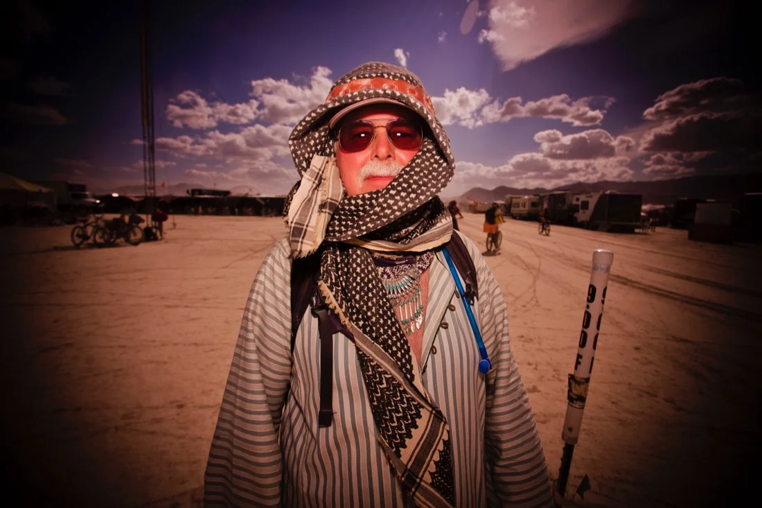 Burning Man 2015 213; Guy Dressed For The Desert.jpg