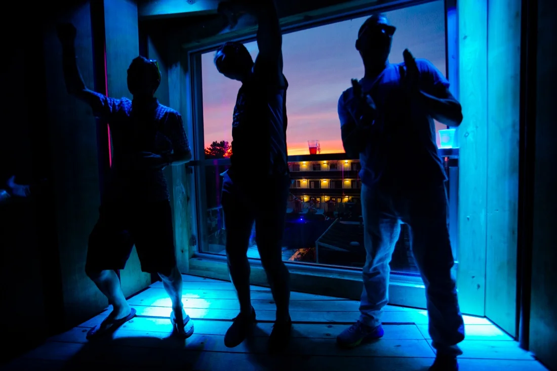 Fire Island Pines Indepedence Day Weekend 13; Silhouette Sunset Dancers Fun Tea.jpg