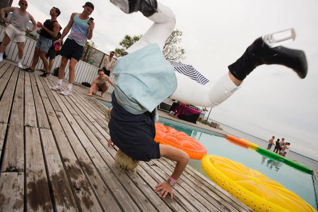 Fire Island Pines Memorial Day Weekend 2017 99; ShareGurl Party Handstand Fall.jpg