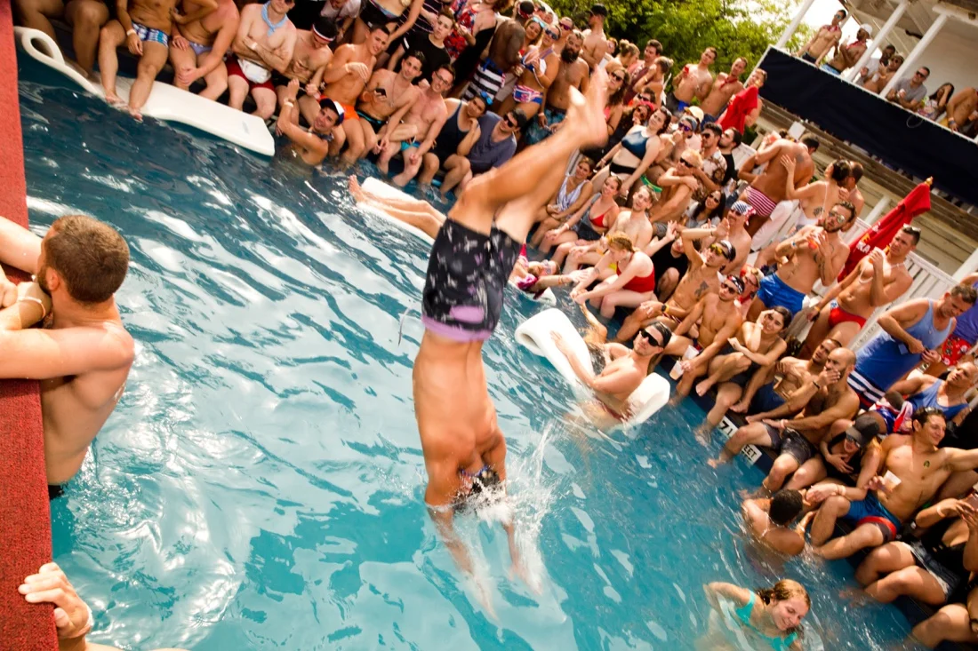 Fire Island Pines Independence Day Weekend 2018 14; Invasion Pool Jump.jpg