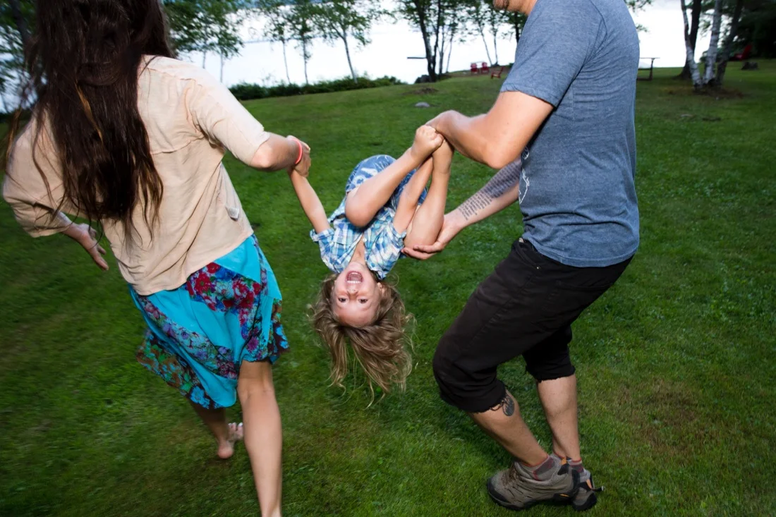 Adirondacks 2018 16; Mike Jade Baby Rafael Running & Jumping On The Lawn Smiling.jpg