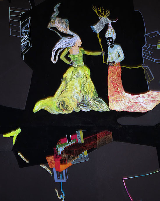 "Arcology'' (detail; gouache and Lascaux acrylics on archival papers), by Ilona Anderson