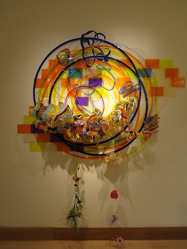 Featured multimedia work by Judy Pfaff, in her show "Judy Pfaff: Drawings Thick and Thin at the Beard and Weil Galleries,'' at Wheaton College, Norton, Mass., through Nov. 11. The curator says that her work "creates new perspectives on time and space.''