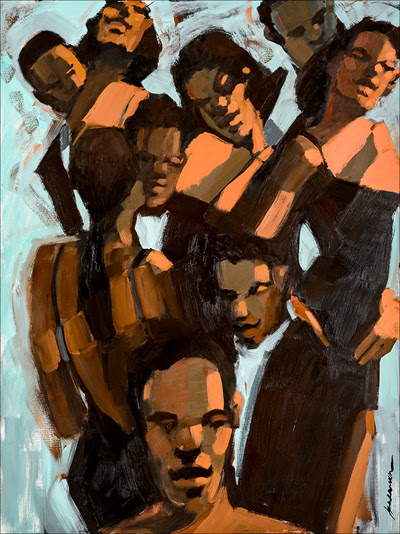 "Party Lines'' (oil on canvas), by Robert Freeman, in the show "Robert Freeman: New Works,'' at Adelson Galleries, Boston, through Dec. 18.