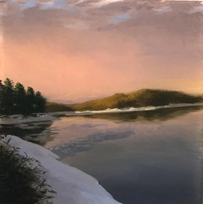 "Pine Ledge'' (oil on lexan), by James Mullen, at Alpers Fine Art, Andover, Mass.