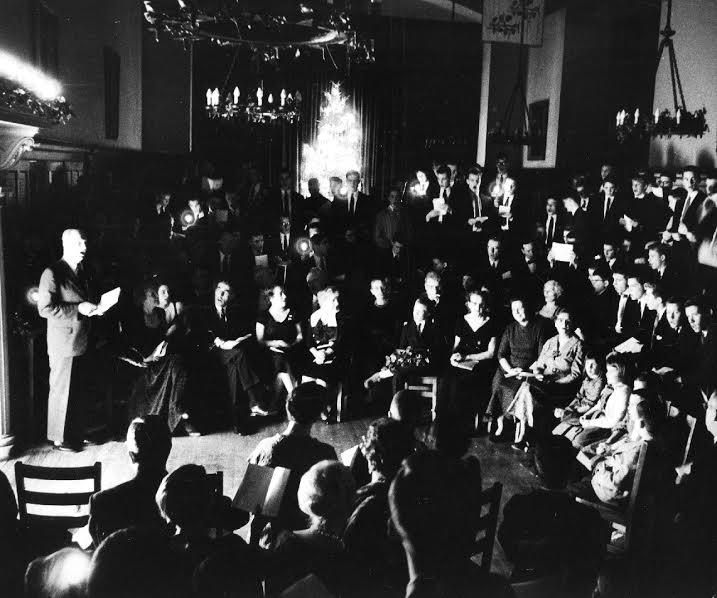 Yule Night in King Hall at St. George's School circa 1960. (Photo courtesy of St. George's School Archives.)