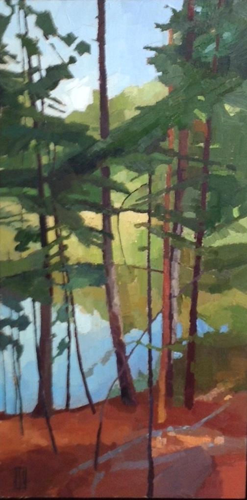 "Beaver Pond'' (oil on panel), by Sue Charles, at Alpers Fine Art, Andover, Mass.