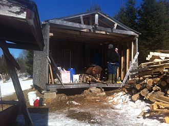 A "sugar shack,'' where maple sap is boiled off to make syrup.