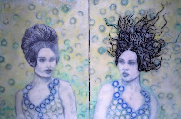 "Coming Undone'' (encaustic painting), by Nancy Whitcomb, in the show "Making Her Mark: A celebration of the Providence Art Club as a cultural force for women artists,'' at the Providence Art Club (founded in 1880), through April 22. Mrs. Whitcomb won the Mary Castelnova Painting Award in the show.