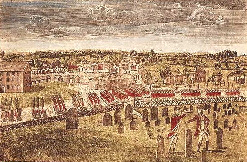The British Redcoats entering Concord