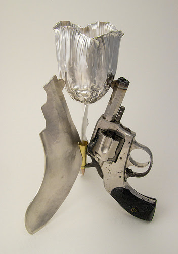 "Swords Into Plowshares,'' by Cynthia Eid, in the show I.M.A.G.I.N.E Peace now at the Society of Arts + Crafts, Boston, through June 10,