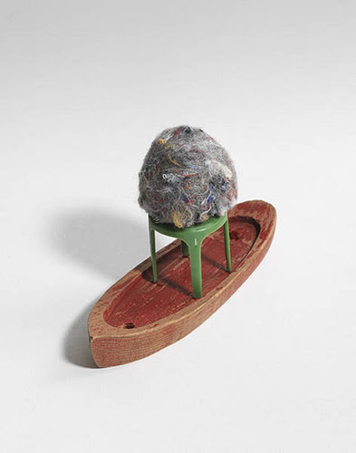"Nitty Gritty'' (wood, plastic and lint), by Carl McMahon, in her show "Specimentos,'' at the Bromfield Gallery, Boston, through March 26.