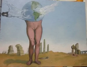 "Faster Than &nbsp;a Speeding Bullet'' (oil on canvas), by James Cole, at Galatea Fine Art, Boston.