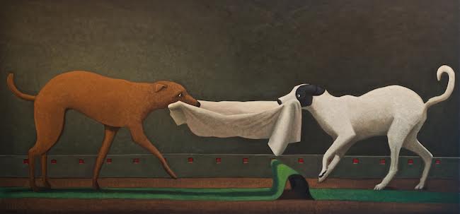 Painting by Andrew Nixon in the grpup show "Between Stilln ess and Motion,'' at the Bristol (R.I.)) Art Museum through May 28. 