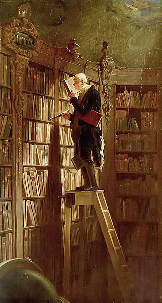 "The Bookworm'' (1850), by Carl Spitzweg .