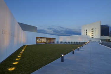 Exterior of the grandiose Edward M. Kennedy Institute for the United States Senate, in Boston.